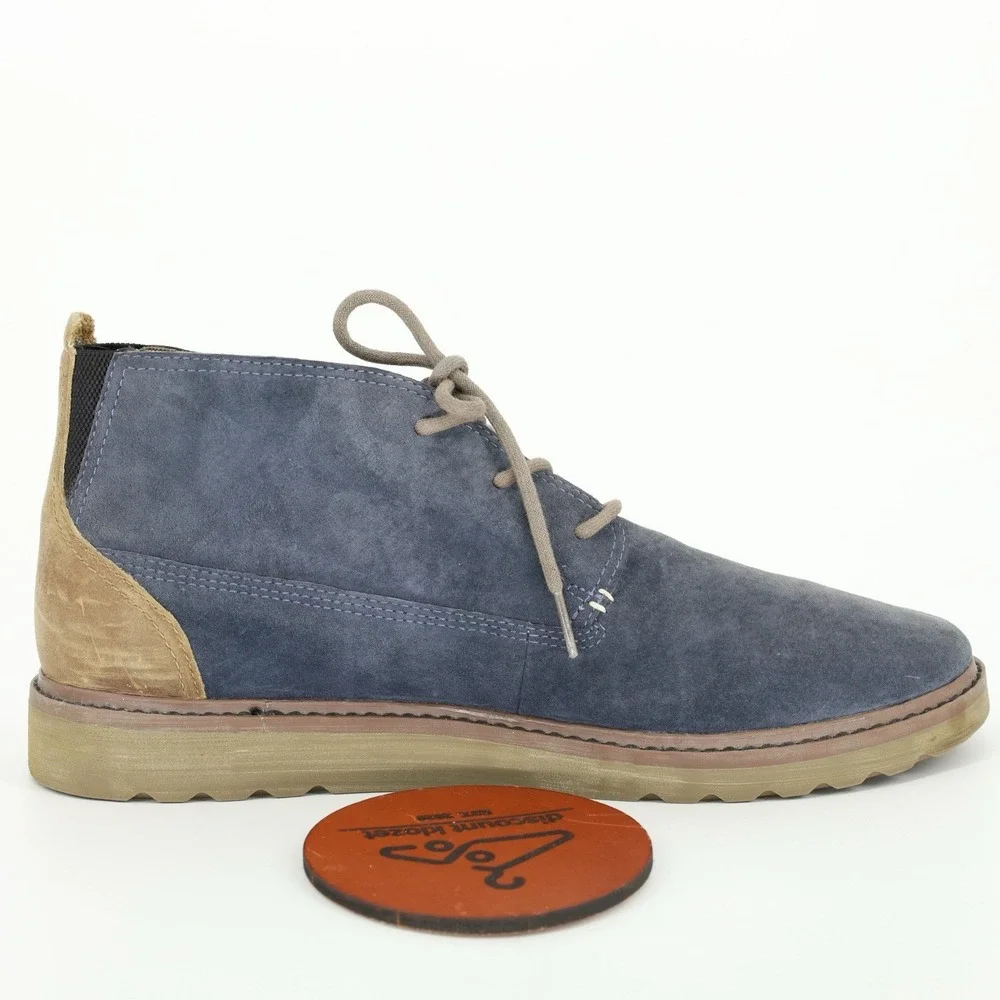 Reef Mens Voyage Chukka Ankle Boots Size 12‎ Blue Tan Suede Leather Lace Up